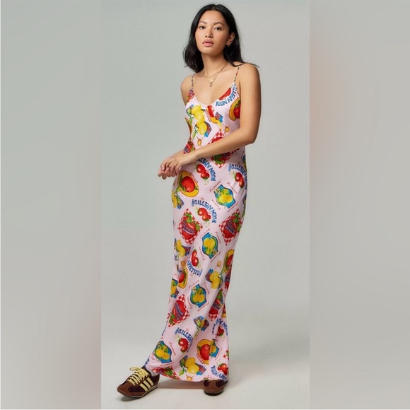 DAMSON MADDER CALYPSO SLIP MAXI DRESS IN PINK SIZE 8